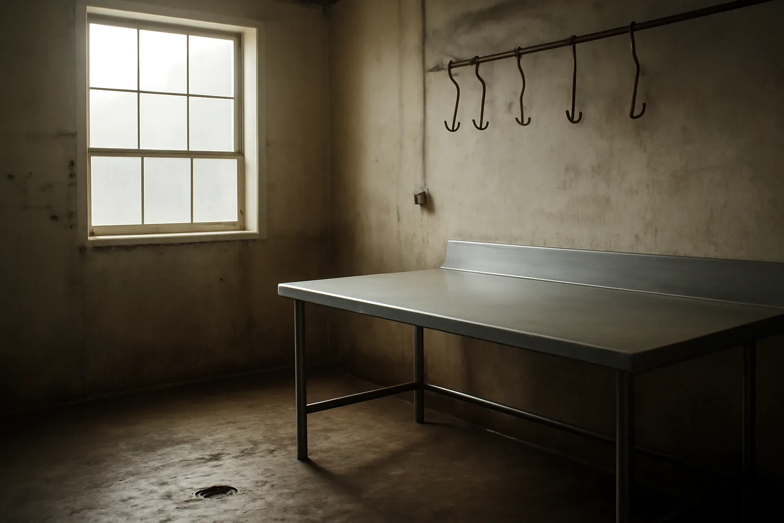 Empty cut and wrap processing room with stainless steel cutting table and natural light in Alabama